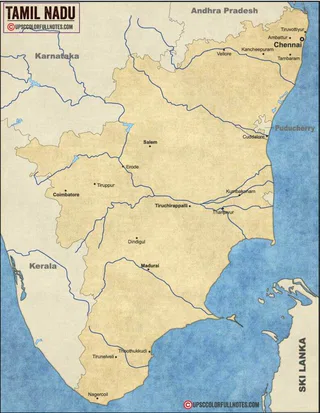 TamilNadu Map HD Download [2023] - UPSC Colorfull notes