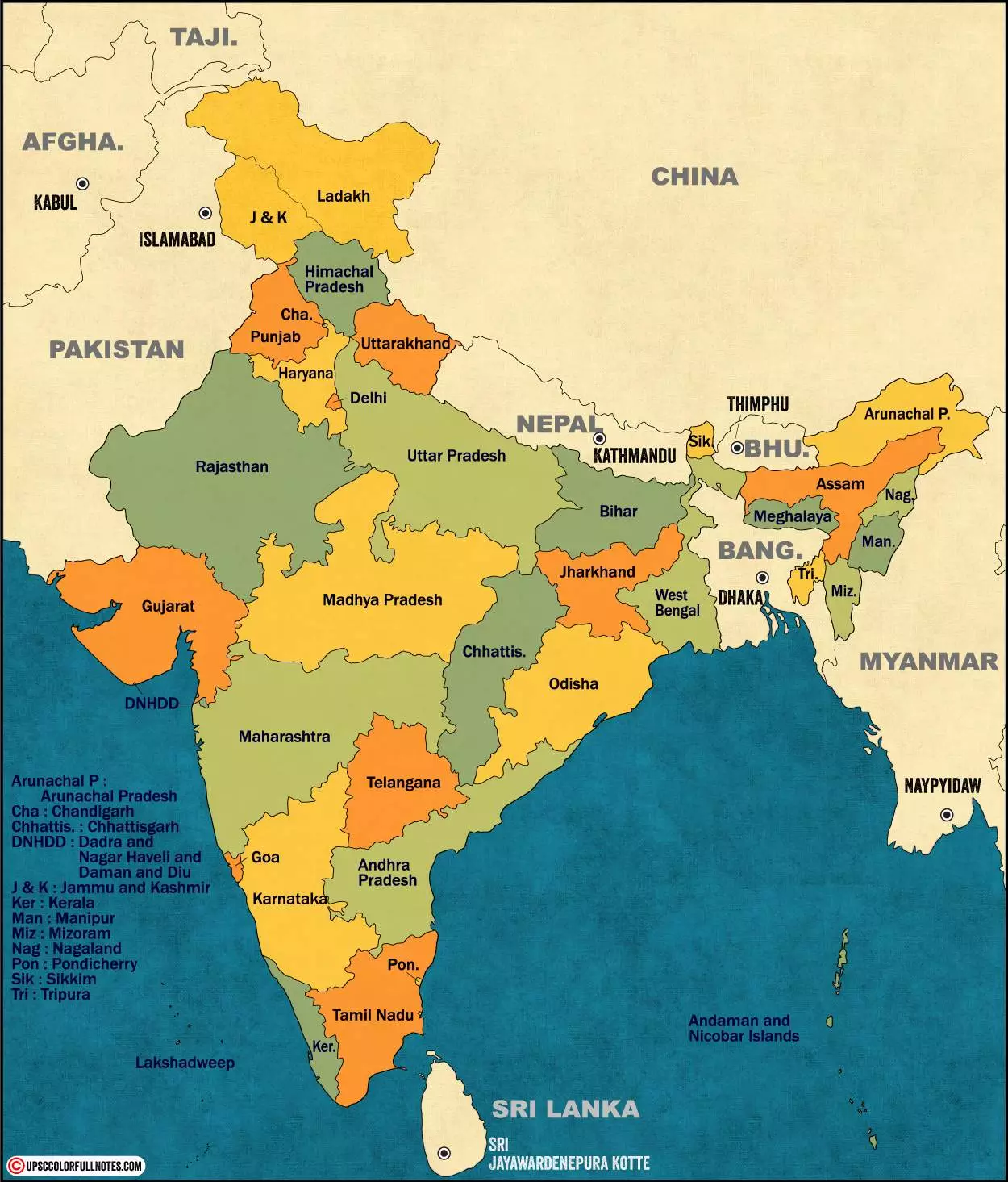 Neighbouring Countries Of India On Map 3 